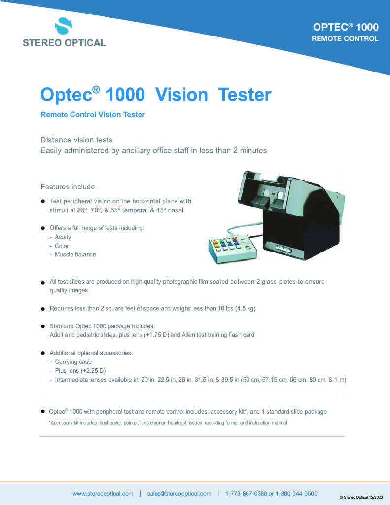 Optec 1000P Vision Screener - Stereo Optical